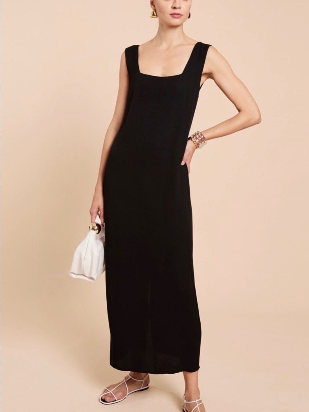 Reformation Black Square-Neck Maxi Dress